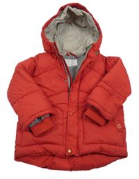 Červená šusťáková zimní bunda s kapucí Zara