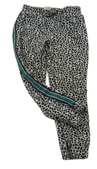 Černo-šedé vzorované pletené kalhoty s pruhy C&A