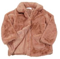 Růžová kožešinová podšitá bunda H&M