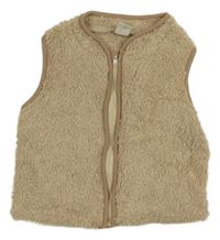 Béžová chlupatá propínací vesta Shein