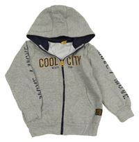 Šedá propínací mikina s nápisy a kapucí Kiki&Koko