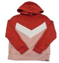 Červeno-bílo-růžová mikina s kapucí C&A