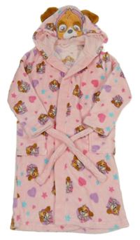 Světlerůžový chlupatý župan s Paw Patrol a kapucí C&A