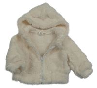 Pudrová chlupatá propínací mikina s kapucí Shein