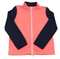 Neonově růžovo-tmavomodrá propínací funkční sportovní mikina Decathlon