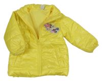 Žlutá šusťáková prošívaná zimní bunda s Minnií a Mickeym Disney