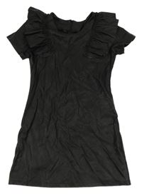 Černé potažené šaty s volánky 