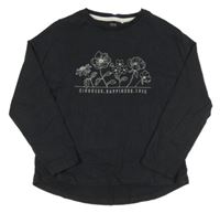 Tmavomodré triko s kytičkami Next 