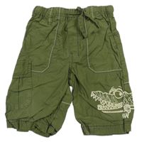 Khaki plátěné capri kalhoty s krokodýlem Next 