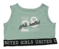 Khaki crop top s nápisy Page one young