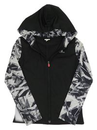 Černo-šedá propínací sportovní mikina s kapucí Domyos