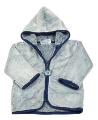 Světlemodrá chlupatá propínací mikina s kapucí Ergee