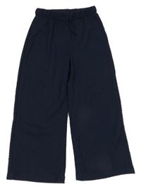 Tmavomodré strukturované culottes kalhoty Yigga 