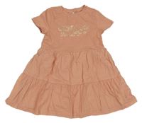 Starorůžové bavlněno/plátěné šaty s nápisem Coccodrillo