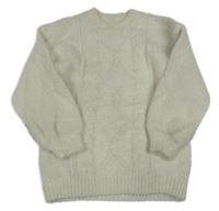 Smetanový chlupatý žinylkový svetr F&F