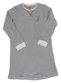 Bílo-černá pruhovaná noční košile s nápisem Tchibo