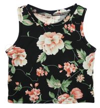 Černý květovaný crop top Shein 