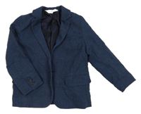 Tmavomodro-modré vzorované lněné sako H&M