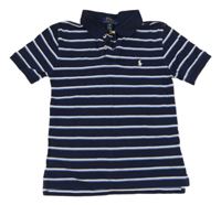 Tmavomodro-modro-bílé pruhované polo tričko Ralph Lauren