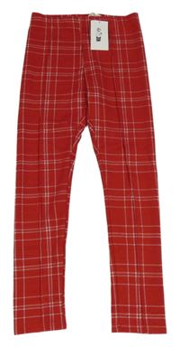 Nové - Červeno-bílé kostkované legíny s puky H&M