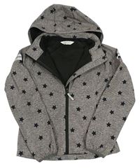 Šedá melírovaná softshellová bunda s hvězdičkami a odepínací kapucí H&M