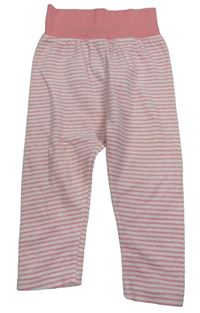 Růžovo-bílé pruhované sametové tepláky zn. lupilu