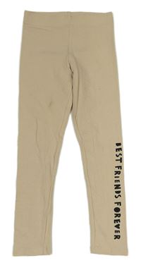 Světlebéžové legíny s nápisem H&M