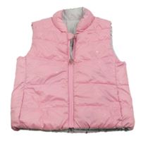 Růžová prošívaná šusťáková zateplená oboustranná vesta se srdíčky C&A