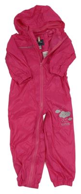 Tmavorůžová šusťáková funkční kombinéza s obláčky a kapucí REGATTA