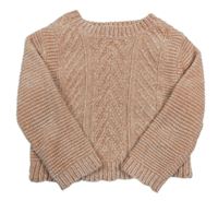 Pudrový vzorovaný žebrovaný žinylkový crop svetr Tommy Bahama 