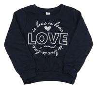 Tmavomodrá mikina s nápisy a srdíčkem Kiki&Koko