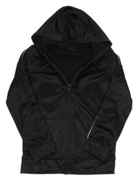 Černá thermo propínací mikina s pruhem a kapucí ERGEENOMIXX