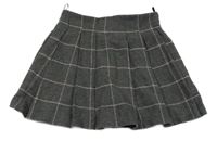 Tmavošedo-světlerůžová kostkovaná vlněná sukně C&A