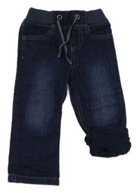 Tmavomodré podšité rifle s úpletovým pasem lupilu