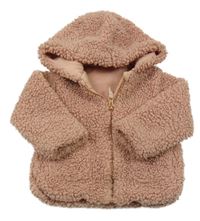 Starorůžová huňatá zateplená bunda s kapucí Nutmeg