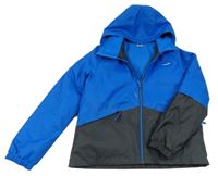 Safírovo-černá šusťáková funkční zimní bunda s logem a kapucí Wed'ze