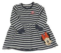 Tmavomodro-bílé pruhované teplákové šaty s Minnie George
