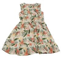 Smetanové šaty s kytičkami a lístečky name it.