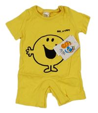 Nové -  žlutý kraťasový overal s MR. HAPPY 
