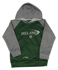 Smaragdovo-šedá thermo mikina s nápisem a kapsou a kapucí 