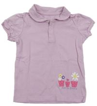 Lila polo tričko s kytičkami TCM