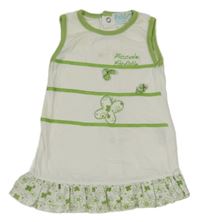 Bílo-zelené šaty s motýlky a volánky