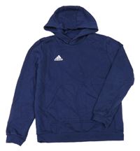 Tmavomodrá mikina s kapsou a kapucí Adidas