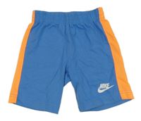 Modro-neonově oranžové teplákové kraťasy s logem Nike