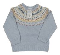 Nové - světlemodrý melírovaný svetr se vzorem PRIMARK