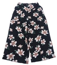 Černé květované culottes kalhoty New Look