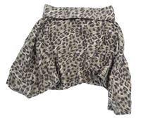 Béžovo-šedá bavlněná asymetrická sukně s leopardím vzorem Yd.