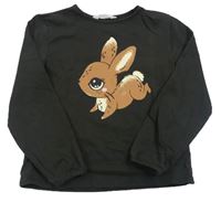Antracitová lehká mikina s králíkem H&M
