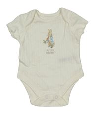Bílé žebrované body s králíkem - Peter Rabbit Nutmeg