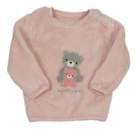 Růžová chlupatá mikina s medvědy Nutmeg